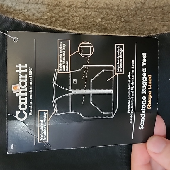 Carhartt RN# 14806 Sandstone Rugged Vest, Sherpalined Vest Size 2 XL Black - Picture 6 of 6